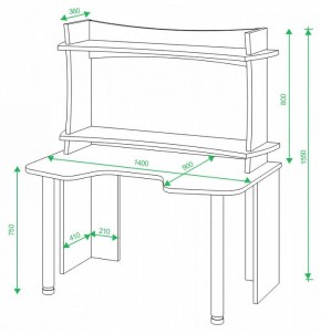 Стол компьютерный Домино Lite СКЛ-Игр140+НКИЛ140ВЛ в Салехарде - salekhard.mebel24.online | фото 2