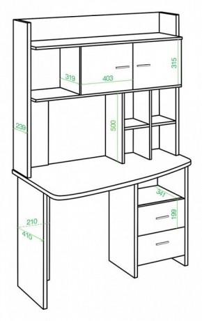 Стол компьютерный Домино Lite СКЛ-Крл120+НКЛХ-120 в Салехарде - salekhard.mebel24.online | фото 2