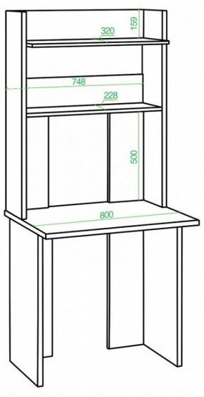 Стол компьютерный Домино Lite СКЛ-Прям80Р+НКЛХ в Салехарде - salekhard.mebel24.online | фото 2