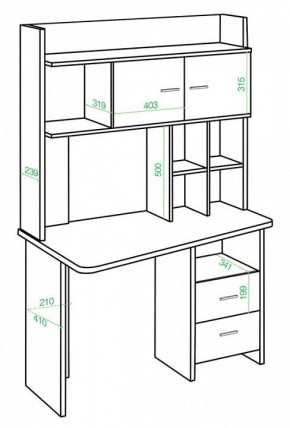 Стол компьютерный Домино Lite СКЛ-Трап120+НКЛХ-120 в Салехарде - salekhard.mebel24.online | фото 2