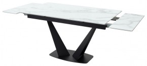 Стол Ниагара 160 БЕЛЫЙ МРАМОР, стекло / ЧЕРНЫЙ, М-City в Салехарде - salekhard.mebel24.online | фото 6