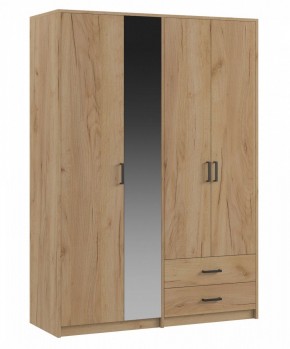 СВЕТЛАНА LOFT Шкаф 4 двери с зеркалом (дуб золотой) в Салехарде - salekhard.mebel24.online | фото