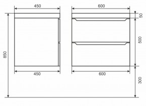 Тумба под раковину Uperwood Tanos 60 см, подвесная, белая/графит в Салехарде - salekhard.mebel24.online | фото 6