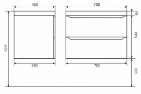 Тумба под раковину Uperwood Tanos 70 см, подвесная, белая/графит в Салехарде - salekhard.mebel24.online | фото 6