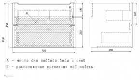 Тумба под раковину Uperwood Tanos 70 см, подвесная, белая/графит в Салехарде - salekhard.mebel24.online | фото 7