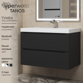 Тумба под раковину Uperwood Tanos 80 см, подвесная, черная матовая в Салехарде - salekhard.mebel24.online | фото 3