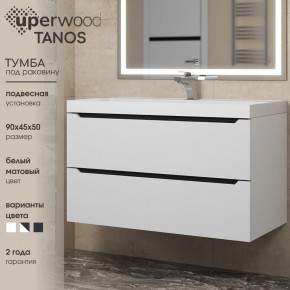 Тумба под раковину Uperwood Tanos 90 см, подвесная, белая/графит в Салехарде - salekhard.mebel24.online | фото 3