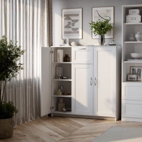 Тумба СИРИУС трехдверная с одним ящиком, цвет белый в Салехарде - salekhard.mebel24.online | фото 4